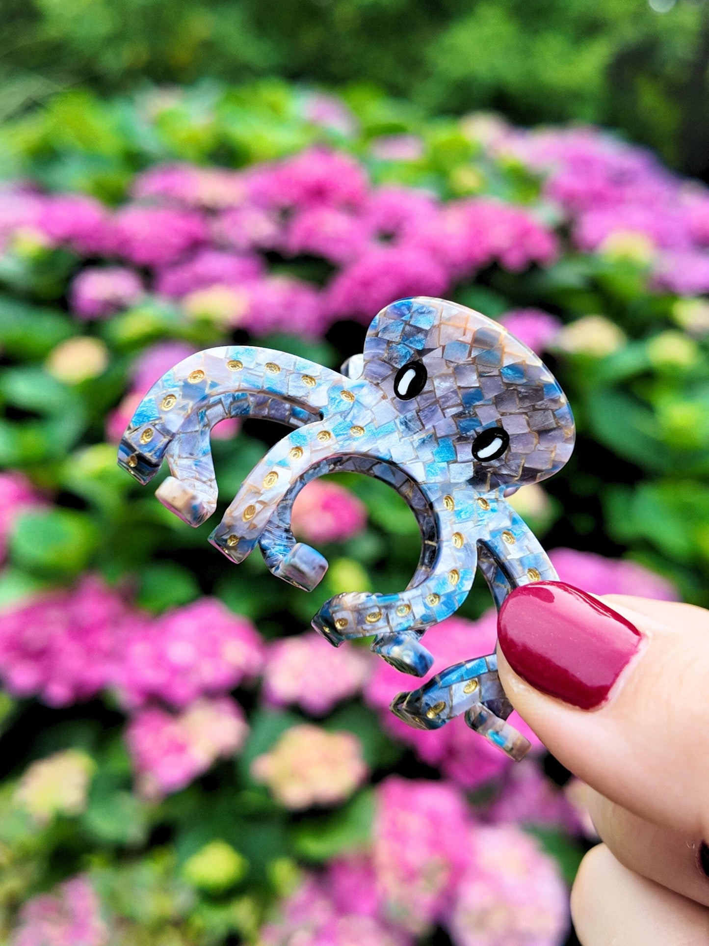 Hand-Painted Mini Octopus Claw Hair Clip | Eco-Friendly