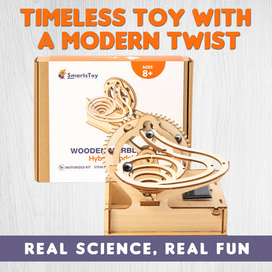 Solar Wooden Marble Run - Battery and Solar Powered