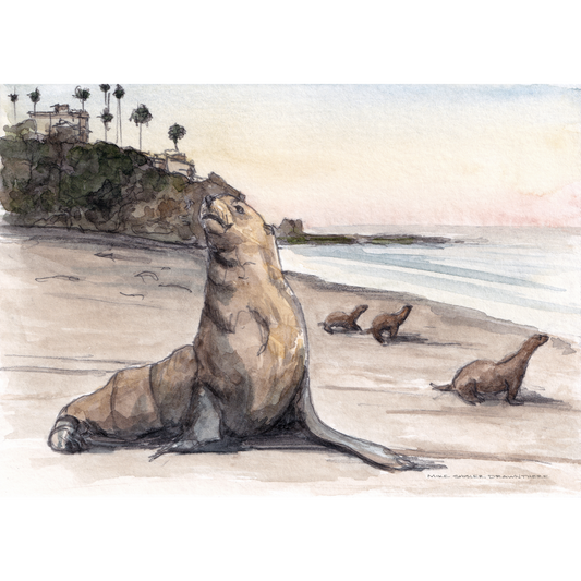 Aliso Creek Beach Rescue Watercolor