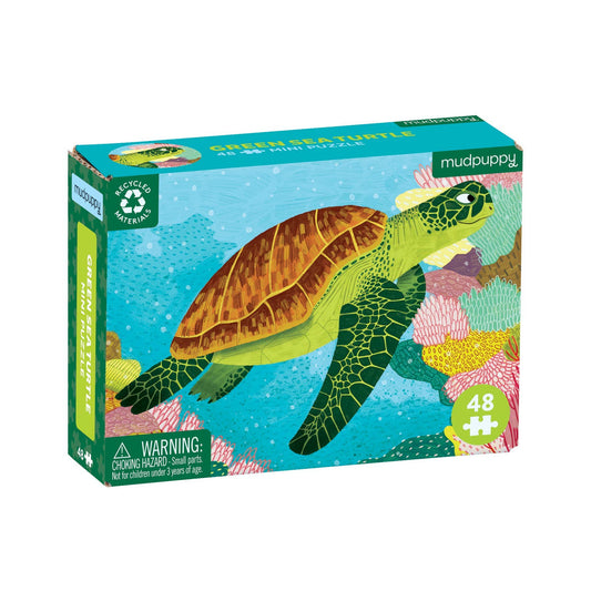 Green Sea Turtle Mini Puzzle + 8" Plush Turtle