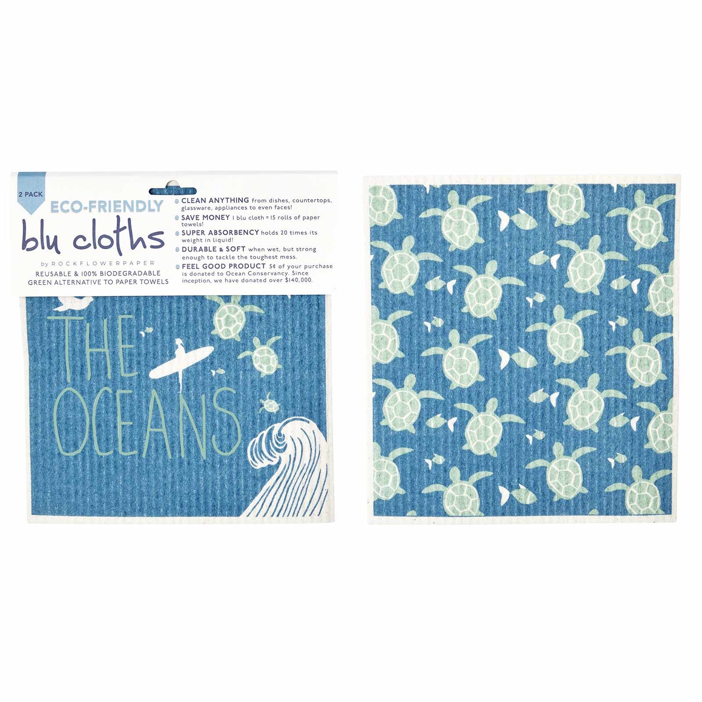 SAVE THE OCEANS Reusable Dishcloth, Set of 2